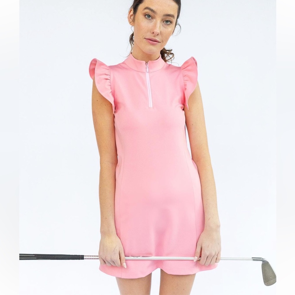 Pink Flutter Sleeve Athletic Dress